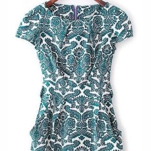 Rockabilly Peasant Floral Bow Camo Slim Dress